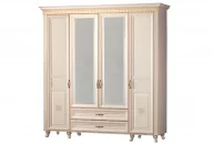 Шкаф четырехдверный Марлен 493 Кремовый белый Патина_1