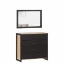 Комод с 4 ящиками с зеркалом Техно 05 Дуб Золотой Черный_0