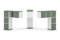 Надставка на стол низкая односторонняя + задняя стенка (5шт.) + блок с 2-мя ящиками (2шт.) + распашной фасад (2 шт.) CONCEPT CN.ONN-004 Кобо Белый бриллиант Белый металл_22