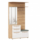 Вешалка комбинированная с зеркалом Марта-2 ЛД 136.050.000 Дуб золотой Белый глянец_1