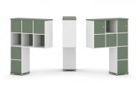 Надставка на стол высокая двухсторонняя + задняя стенка (8 шт.) + блок с 1-м ящиком (2 шт.) + распашной фасад (2 шт.) CONCEPT CN.DNV-007 Кобо Белый бриллиант Белый металл_13