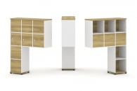 Надставка на стол высокая двухсторонняя + задняя стенка (8 шт.) + распашной фасад (3 шт.) CONCEPT CN.DNV-010 Дуб Винченцо Белый бриллиант Черный металл_16