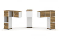 Надставка на стол низкая односторонняя + задняя стенка (5шт.) + распашной фасад (3 шт.) CONCEPT CN.ONN-002 Сандал Янтарный Белый бриллиант Черный металл_20