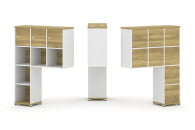 Надставка на стол высокая односторонняя + задняя стенка (8 шт.) + распашной фасад (3 шт.) CONCEPT CN.ONV-003 Дуб Винченцо Белый бриллиант Белый металл_28