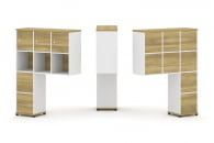 Надставка на стол высокая односторонняя + задняя стенка (8 шт.) + блок с 2-мя ящиками (2 шт.) + распашной фасад (3 шт.) CONCEPT CN.ONV-006 Дуб Винченцо Белый бриллиант Черный  металл_31