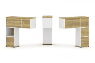 Надставка на стол низкая односторонняя + задняя стенка (5 шт.) + блок с 1-м ящиком (1 шт.) + распашной фасад (3 шт.) CONCEPT CN.ONN-006 Дуб Винченцо Белый бриллиант Черный металл_24