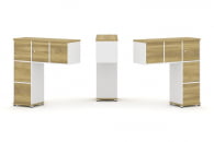 Надставка на стол низкая двухсторонняя + задняя стенка (5 шт.) + блок с 1-м ящиком (2 шт.) + распашной фасад (3 шт.) CONCEPT CN.DNN-006 Дуб Винченцо Белый бриллиант Белый металл_5
