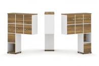 Надставка на стол высокая двухсторонняя + задняя стенка (8 шт.) + распашной фасад (6 шт.) CONCEPT CN.DNV-009 Сандал Янтарный Белый бриллиант Черный металл_15