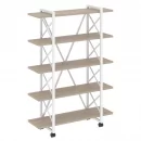 Стеллаж на колесных опорах - 5 полок LOFT VR.L-MST.K-5.8V Металл белый Дуб Аттик_11