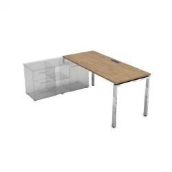 Стол рабочий, прямолинейный три опоры, левый ГЛОСС ЛИНЕ НСТЛ-П.996 Теаквоод / GLOSS LINE Teakwood