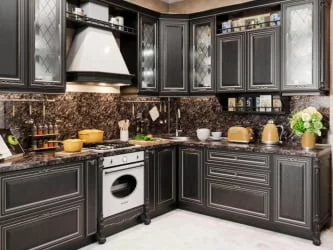 Тумба кухонная 800 с 2 ящиками (4) Италия ЛД 275.156.000 Черный Дуб темный