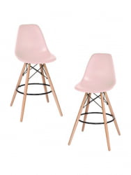 Стул барный ДОБРИН ДСВ БАР (ножки светлый бук, цвет сиденья светло-розовый (ПК-02)) 2 шт / DOBRIN DSW BAR (PK-02))