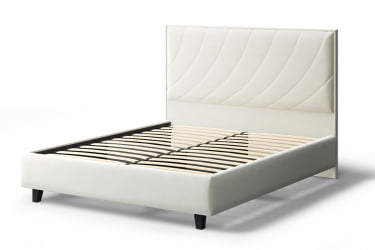 Кровать СОФИЯ 2000*1600мм (на опорах), велюр Бренди лайт 02 (серо-белый), (б/основания, б/матраса)