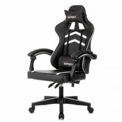 Кресло компьютерное BRABIX Shooter GM-123, 2 подушки, экокожа, черное/белое