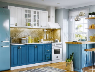 Кухня в гостиную Констанция 1,8 компановка №3 Белый/Джинс