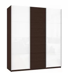 Шкаф-купе трехдверный Прайм 2100 Белое стекло/ДСП/Белое стекло Венге
