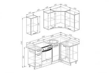 Угловая кухня Антрацит 2000х1200