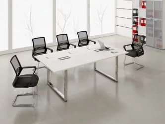 Стол системы БЭНЧ, переговорный, конечный GLOSS LINE НСПК-О.927 Белый Премиум