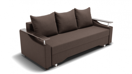 Диван Квадро-1 ППУ (ЗР) Цвет фасада: Коричневый; Тип: Прямой; Материал фасада: Металл/Велюр