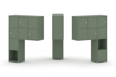 Надставка на стол высокая двухсторонняя + задняя стенка (8 шт.) + распашной фасад (6 шт.) CONCEPT CN.DNV-002 Кобо Белый металл