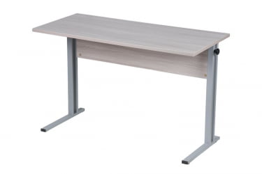 Парта двухместная (рост 6) с прямыми углами Белая ЛДСП/Серая кромка/Металл Серый