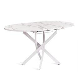 Стол MANZANA ЛДСП/HPL/металл, 100 х 100+30 х 75 см, Мрамор светлый/белый