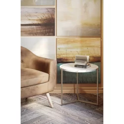 Стол журнальный Бруно Белый мрамор/титан