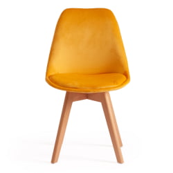 Стул ТУЛИП СОФТ (мод. 74) вельвет/дерево , 54 х 47 х 83 см , желтый (ХЛР 41)/натуральный / TULIP SOFT (mod. (HLR