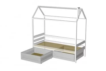 Кровать-домик RooRoom кд-11С c ящиками Серый