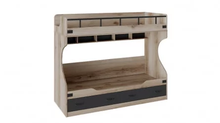 Двухъярусная кровать для детей Окланд ТД-324.11.01 Фон Черный/Дуб Делано