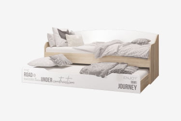 Детская кровать Джуниор, выдвижная, дуб сонома/ дуб сонома, белый