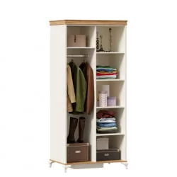 Шкаф двухстворчатый с зеркалом Вилладжио Алебастр/Дуб золотой