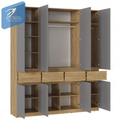 Шкаф 4створчатый Бостон ШК-004 Дуб крафт золотой/Шифер серый