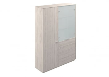 Шкаф высокий двойной с отделением для одежды Atlas NZ-0303+NZ-0312.YN.GS Ясень Наварра Серый камень