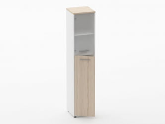 Шкаф 4 узкий  верх стеклянная дверь, низ закрытый Deka 10.19.19Л Туя/Белый