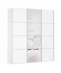 Белый шкаф-купе с зеркалом Прайм 2100 ДСП/Зеркало/ДСП Белый снег