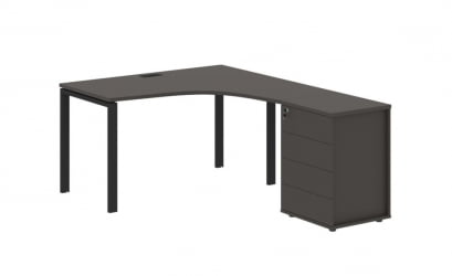 Стол эргономичный с тумбой правый EDIS EUCET 1318 R Мокко Черный