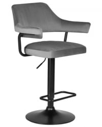 Стул барный ДОБРИН CХАРЛЙ БЛАCК (серый велюр (МДЖ9-75)) 2 шт / DOBRIN CHARLY BLACK (MJ9-75))