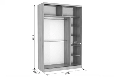 Шкаф-купе со стеклом Гранд 2-600 Дуб сонома / Крем