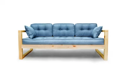 Диван трехместный DEmoku Д-3 небесно-голубой_натуральный