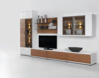 Шкаф для гостиной со стеклянными дверьми Корано Бм.Кор-01 левый Ольха