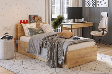 Детский маленький стол SMU-01 дуб крафт золотой/черный муар