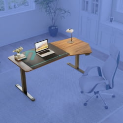 Стол компьютерный с электроприводом Eureka ERK-EDI-HTG-SW (Heptagon), орех