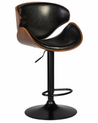 Стул барный ДОБРИН КАРТЕР БЛАCК (коричевый орех дерево (БВВ), черный ПУ) / DOBRIN KARTER BLACK (BWW), PU)