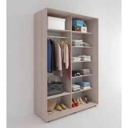 Современный шкаф-купе с зеркалом Акцент-Дуэт КВ 1000х600 Ясень шимо светлый