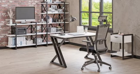 Стеллаж на колесных опорах - 3 полки LOFT  VR.L-MST.K-3.4 Металл черный Белый Бриллиант