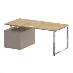 Стол руководителя с опорной тумбой , правый SHIFT SK.SRT-180 (R) Тиквуд Светлый/Капучино