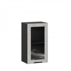 Шкаф кухонный 400 со стеклом Джамис ЛД 296.320.000.060 Черный Белый камень