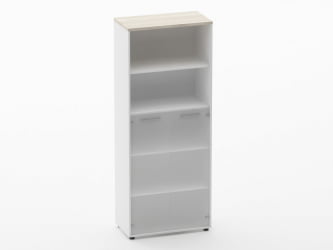 Шкаф 4 широкий 2 полки открытые и 2 стеклянные двери Deka 10.19.161 Дуб Сантана светлый/Белый