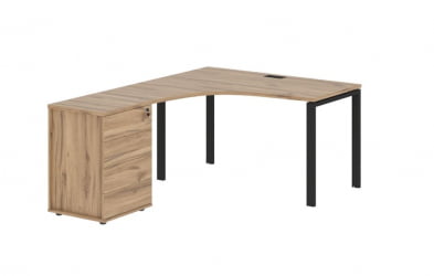 Стол эргономичный с тумбой левый ЕДИС ЕУCЕТ 1318 Л Дуб Денвер светлый Черный / EDIS EUCET L